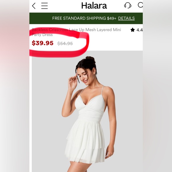 Halara White Backless Crisscross Lace Up Mesh Layered Mini Party Dress | NEW🩷 - Picture 9 of 14